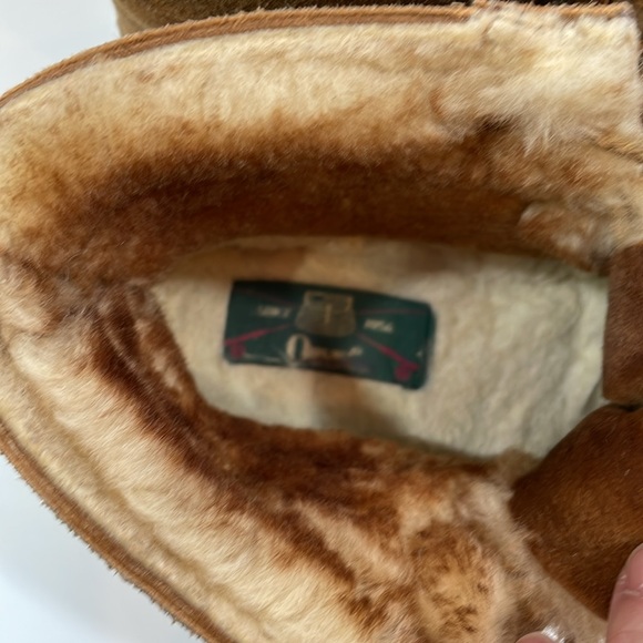 Orvis Moccasin Bootie Size 8 Brown Shearling Suede Indoor Outdoor EUC - Picture 6 of 12